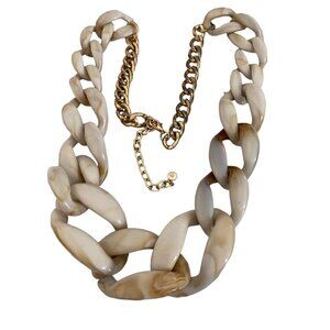 Chunky Acrylic Brown Marble Swirls Large Link Necklace C1946